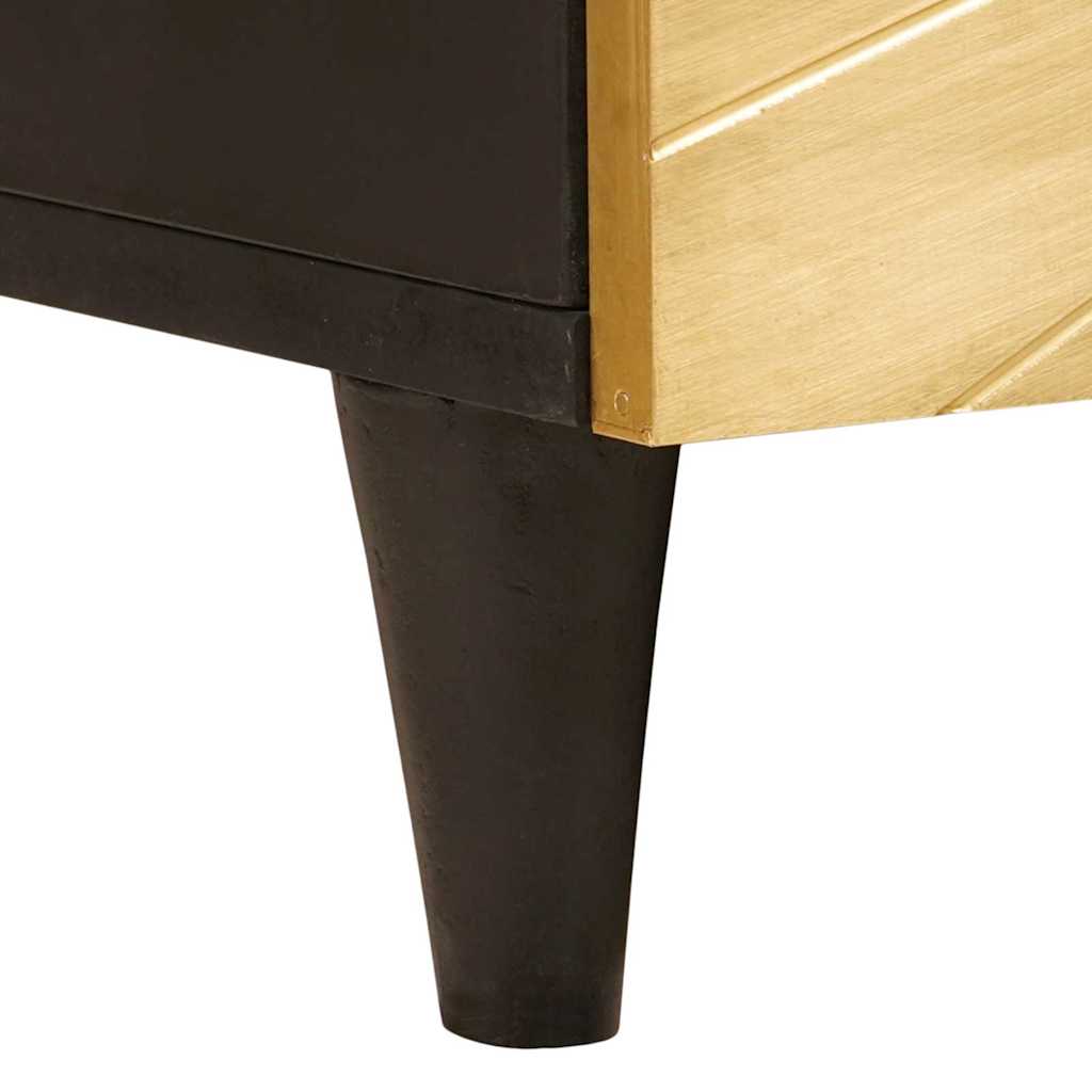 Couchtisch Schwarz und Gold 100 x 54 x 40 cm massives Mangoholz