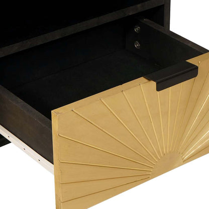 Couchtisch Schwarz und Gold 80 x 54 x 40 cm massives Mangoholz