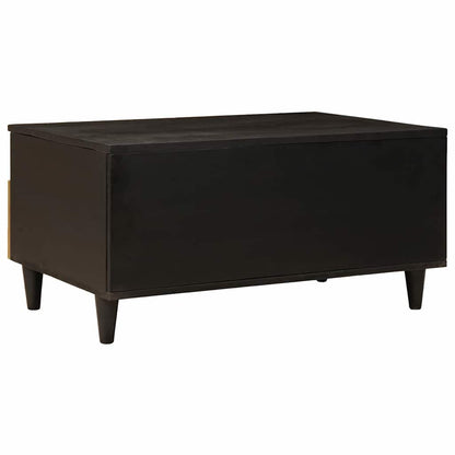 Couchtisch Schwarz und Gold 80 x 54 x 40 cm massives Mangoholz