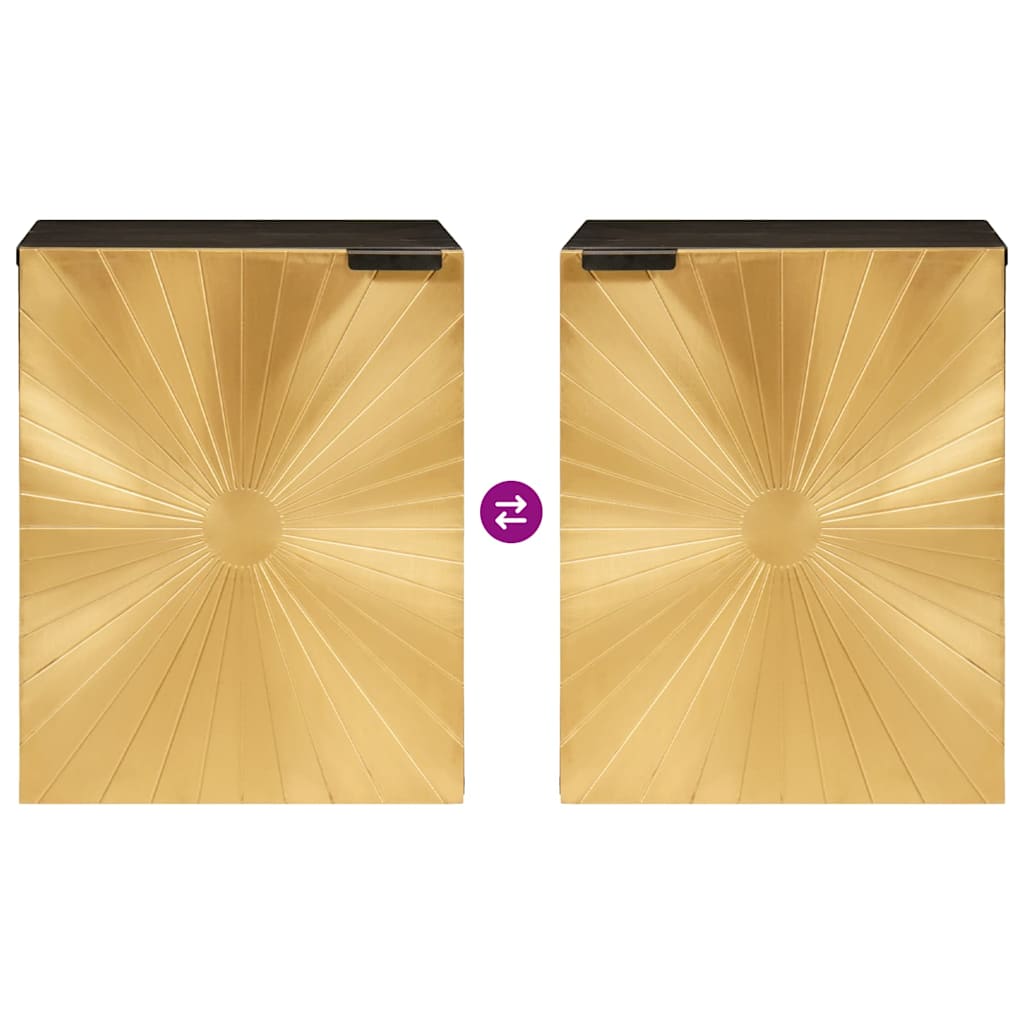 Badezimmerschrank mit Regal Schwarz und Gold 38 x 33 x 48 cm