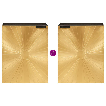 Badezimmerschrank mit Regal Schwarz und Gold 38 x 33 x 48 cm