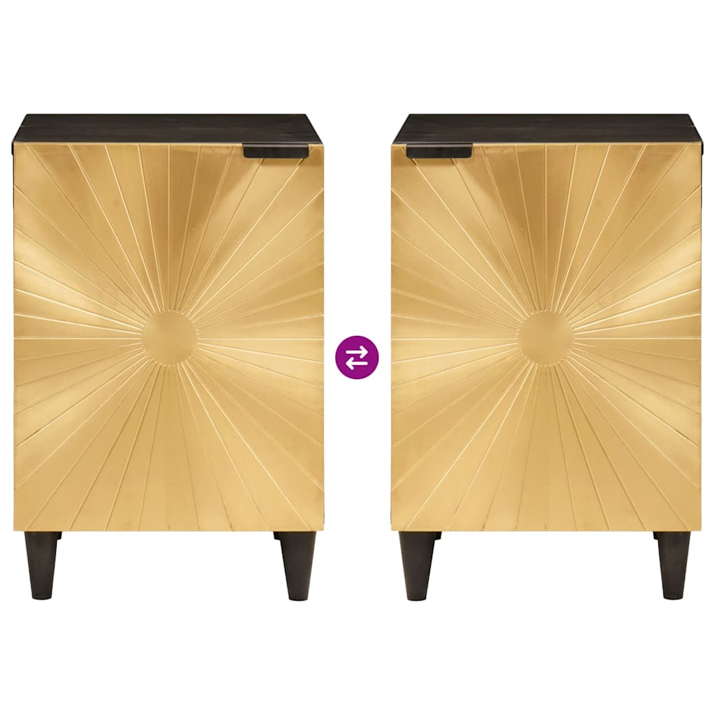 Badezimmerschrank mit Regal Schwarz und Gold 38 x 33 x 58 cm