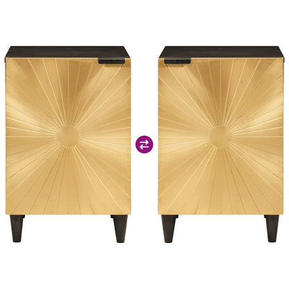 Badezimmerschrank mit Regal Schwarz und Gold 38 x 33 x 58 cm