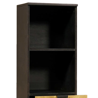 Badezimmerschrank mit Regal Schwarz und Gold 38 x 33 x 160 cm
