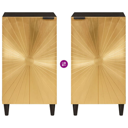 Sideboard Schwarz und Gold 40 x 33 x 75 cm massives Mangoholz