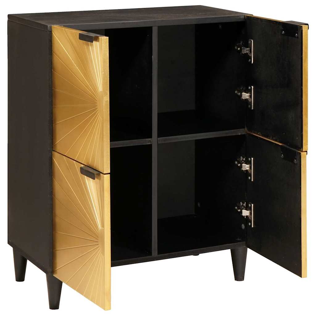 Beistellschrank mit Speicher Schwarz und Gold 60 x 33.5 x 75 cm