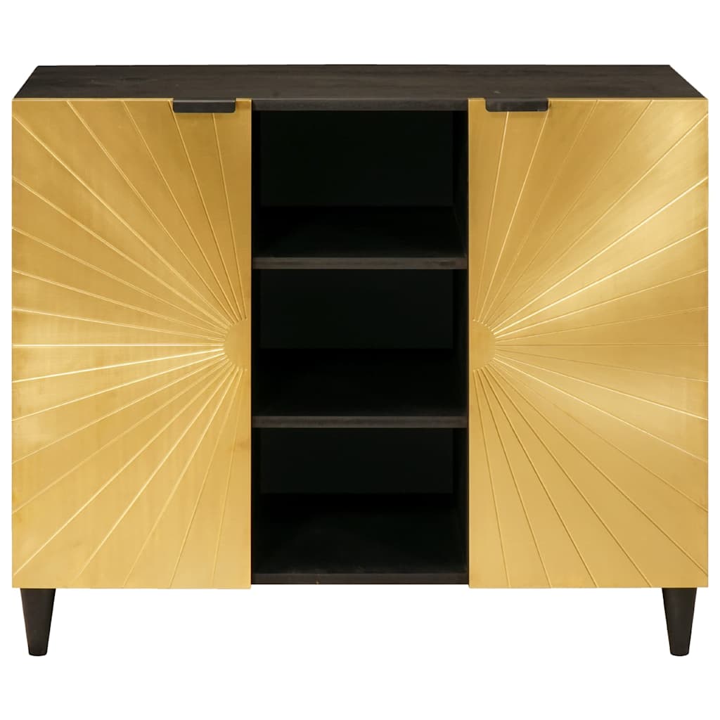 Beistellschrank mit Speicher Schwarz und Gold 90 x 33.5 x 75 cm