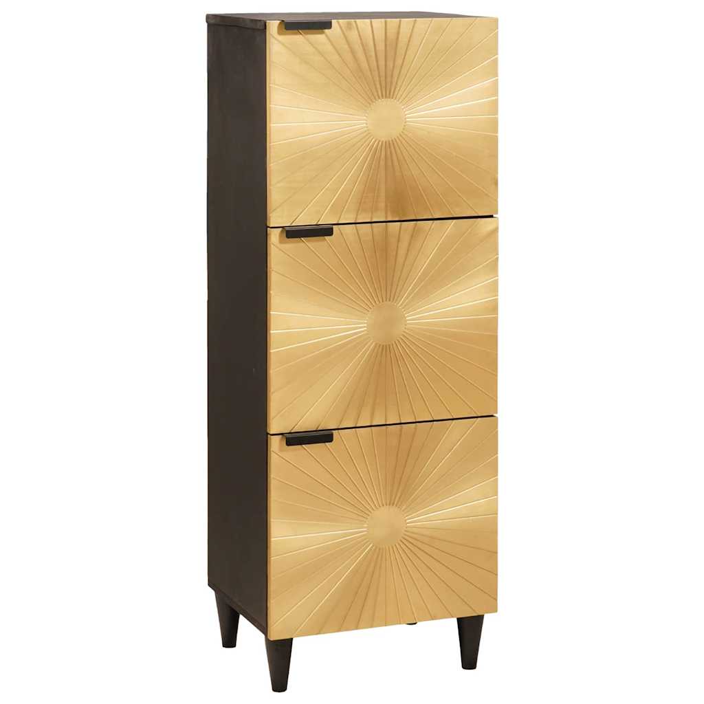 Beistellschrank mit Tür Schwarz und Gold 40 x 33.5 x 110 cm