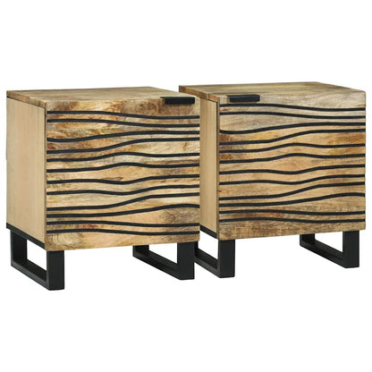 Nachttisch 2 pcs Braun 40 x 33 x 46 cm massives Mangoholz