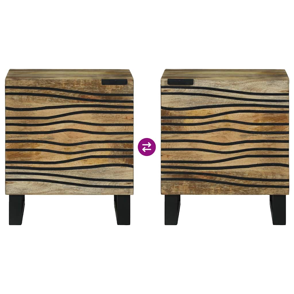 Nachttisch 2 pcs Braun 40 x 33 x 46 cm massives Mangoholz