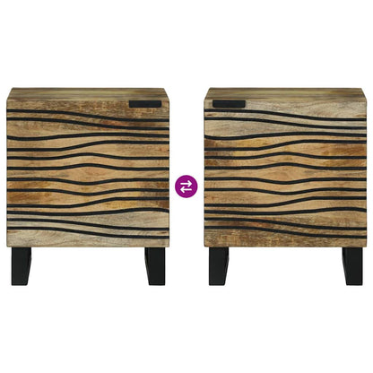Nachttisch 2 pcs Braun 40 x 33 x 46 cm massives Mangoholz