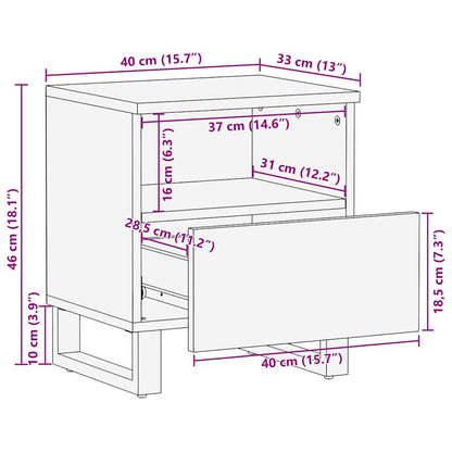 Nachttisch Braun 40 x 33 x 46 cm massives Mangoholz