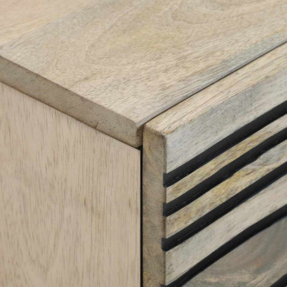 Nachttisch Weiß und Schwarz 40 x 33 x 46 cm massives Mangoholz