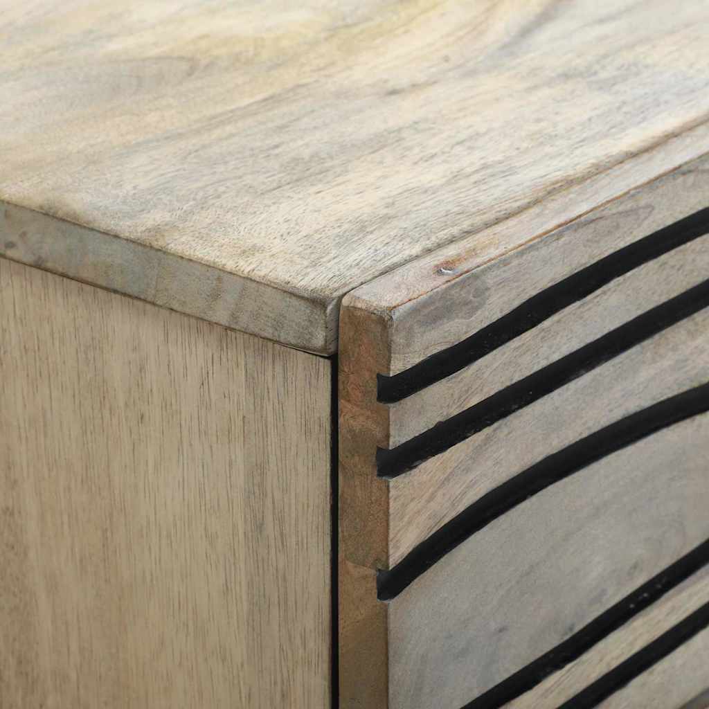 Nachttisch Weiß und Schwarz 50 x 33 x 60 cm massives Mangoholz