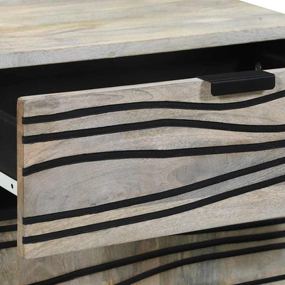 Nachttisch Weiß und Schwarz 50 x 33 x 60 cm massives Mangoholz