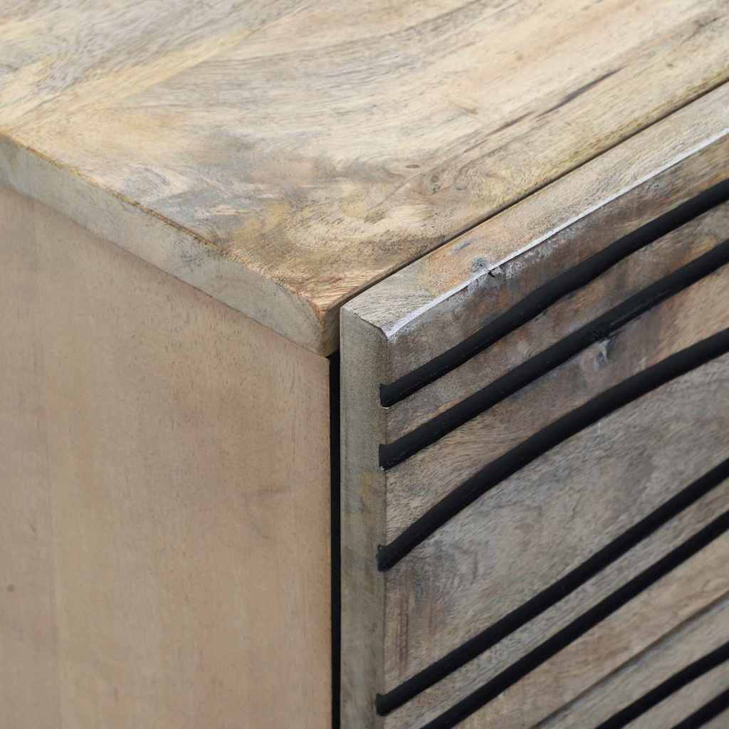 Nachttisch Weiß und Schwarz 50 x 33 x 60 cm massives Mangoholz