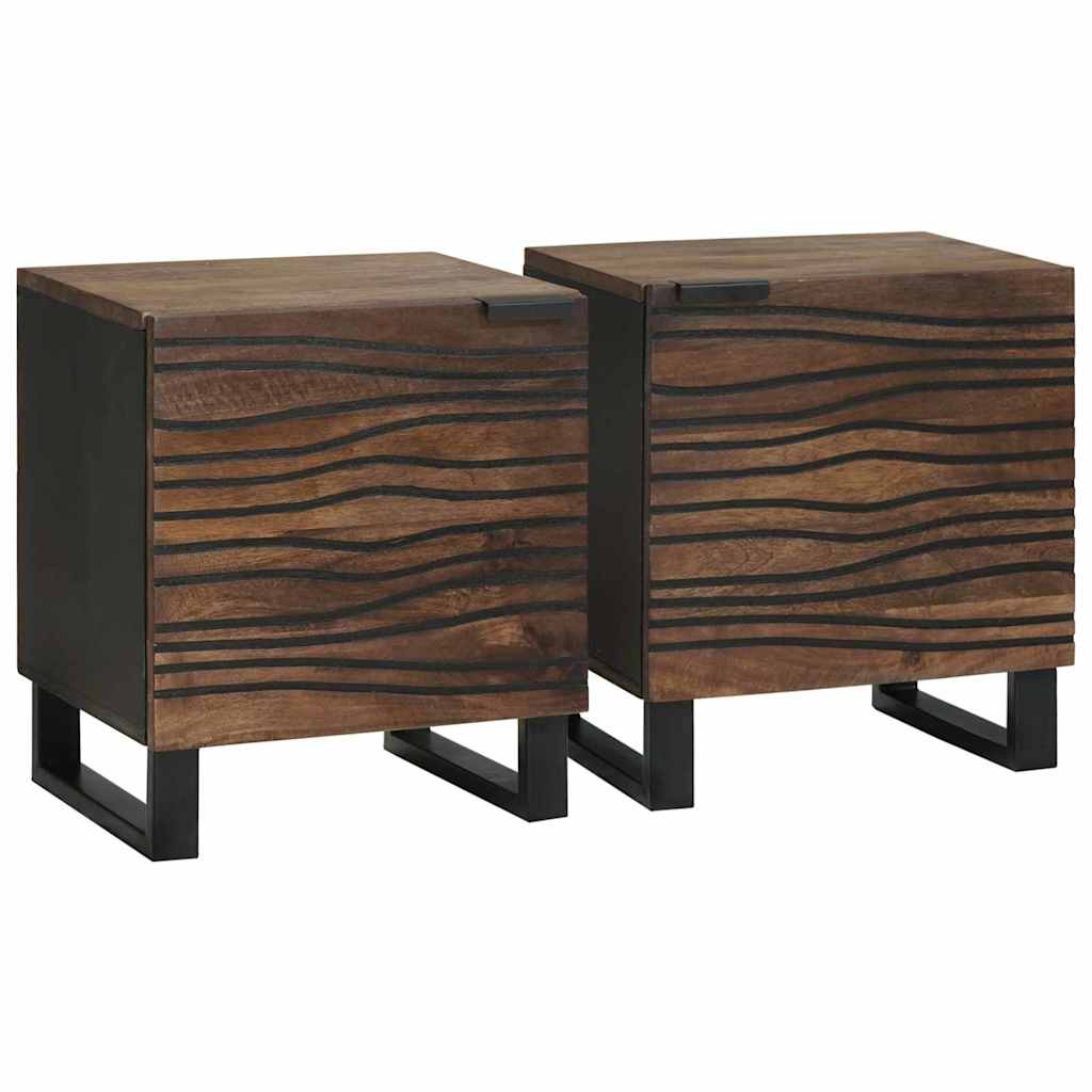 Nachttisch 2 pcs Walnuss 40 x 33 x 46 cm massives Mangoholz