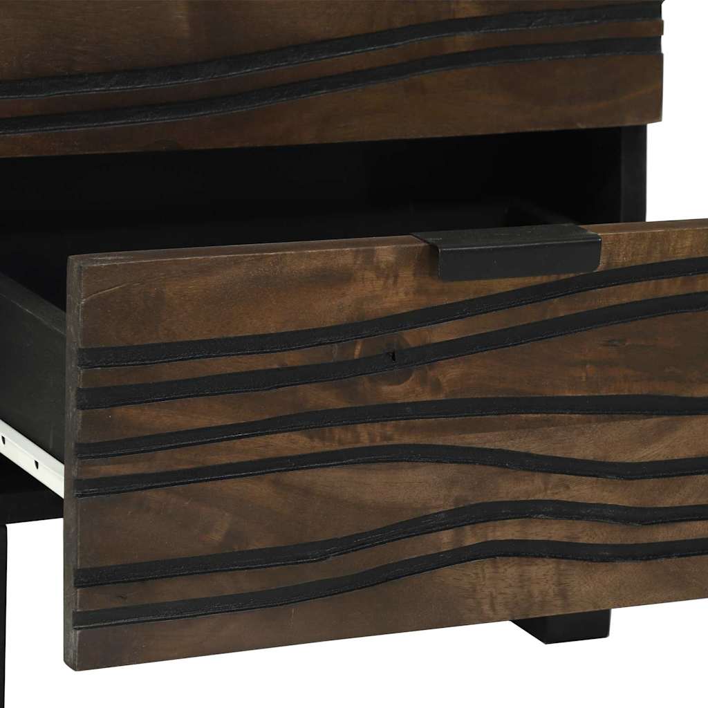 Nachttisch 2 pcs Walnuss 40 x 33 x 46 cm massives Mangoholz