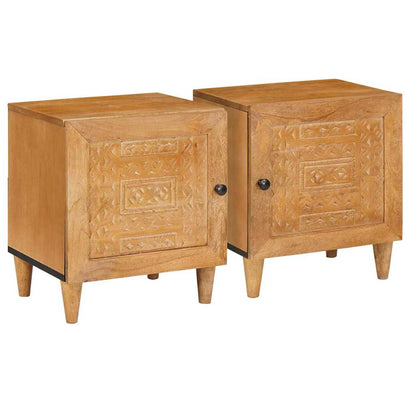 Nachttisch 2 pcs Hellbraun 40 x 33 x 46 cm massives Mangoholz