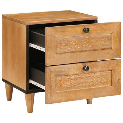 Nachttisch 2 pcs Hellbraun 40 x 33 x 46 cm massives Mangoholz