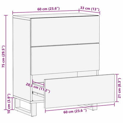 Sideboard Hellbraun 60 x 33 x 75 cm massives Mangoholz