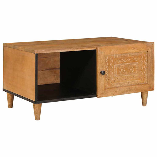 Couchtisch mit Tür Hellbraun 80 x 50 x 40 cm massives Mangoholz
