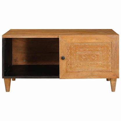 Couchtisch mit Tür Hellbraun 80 x 50 x 40 cm massives Mangoholz