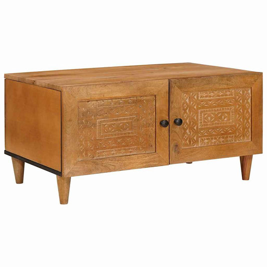 Couchtisch mit Tür Hellbraun 80 x 50 x 40 cm massives Mangoholz