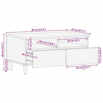 Couchtisch Hellbraun 80 x 54 x 40 cm massives Mangoholz