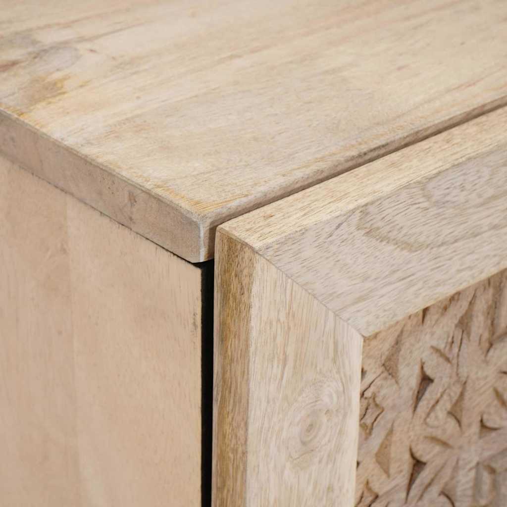 Nachttisch Beige 40 x 33 x 46 cm massives Mangoholz