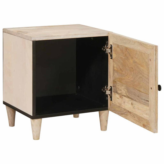 Nachttisch Beige 40 x 33 x 46 cm massives Mangoholz