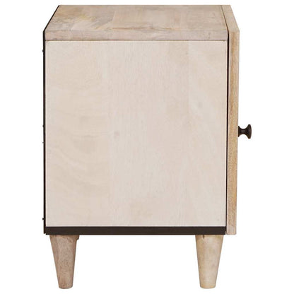 Nachttisch Beige 40 x 33 x 46 cm massives Mangoholz