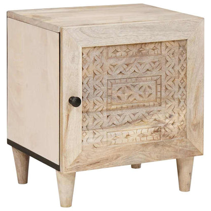 Nachttisch 2 pcs Beige 40 x 33 x 46 cm massives Mangoholz