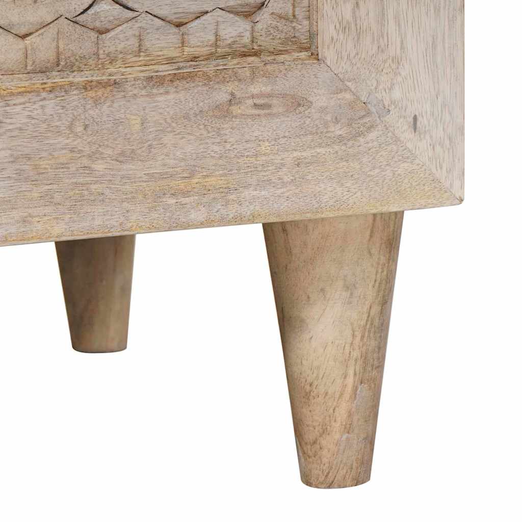 Nachttisch Beige 40 x 33 x 46 cm massives Mangoholz