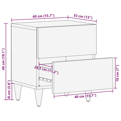 Nachttisch Beige 40 x 33 x 46 cm massives Mangoholz