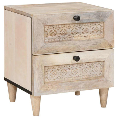 Nachttisch 2 pcs Beige 40 x 33 x 46 cm massives Mangoholz