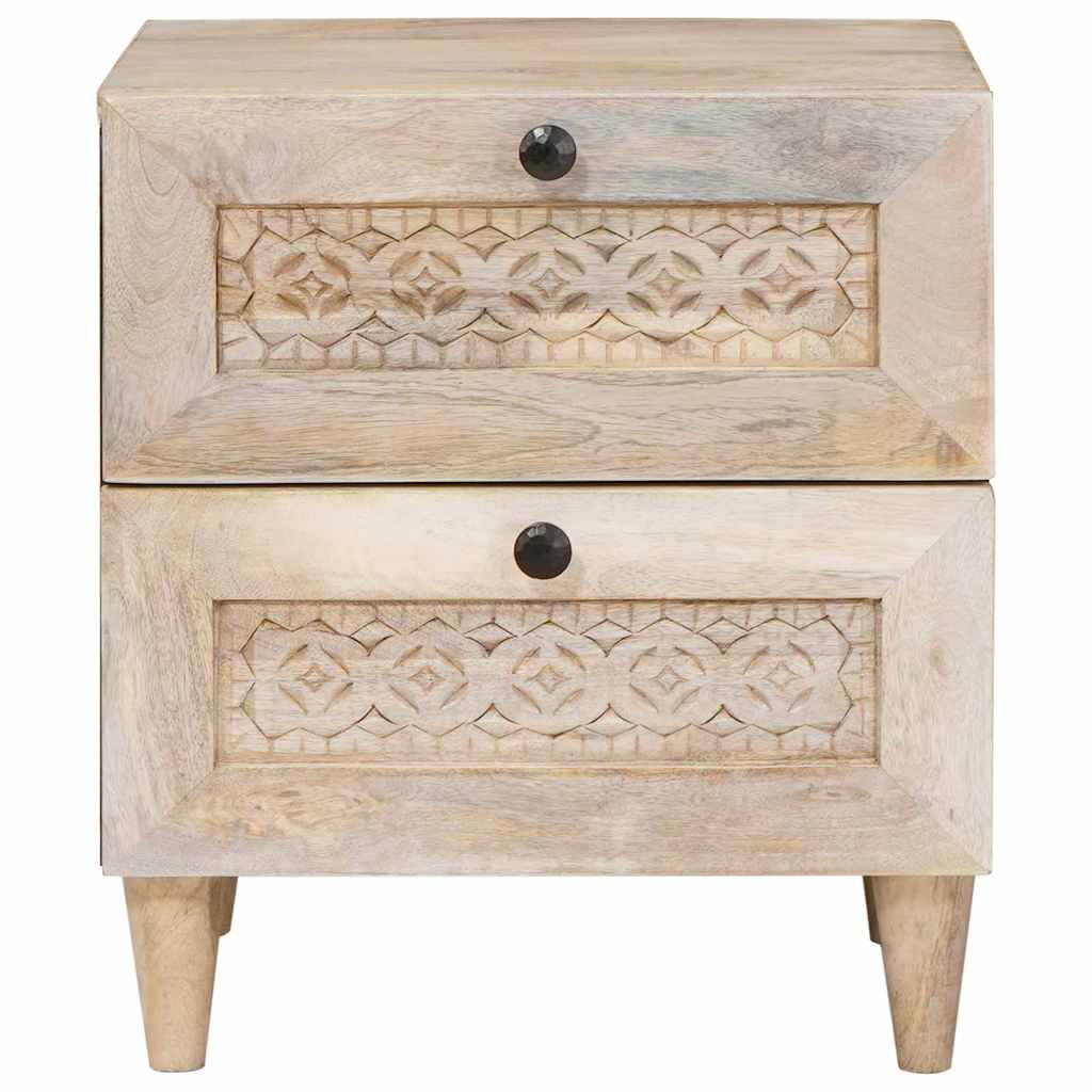 Nachttisch 2 pcs Beige 40 x 33 x 46 cm massives Mangoholz
