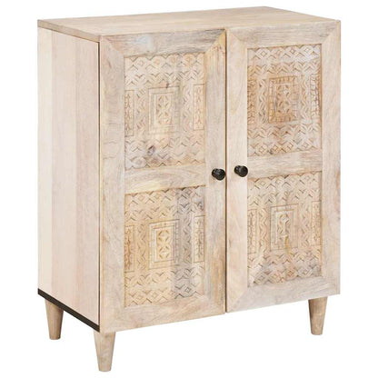 Sideboard mit Regal Weiß 60 x 33 x 75 cm massives Mangoholz