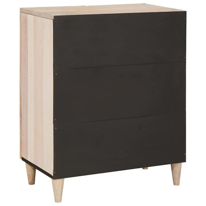 Sideboard mit Regal Weiß 60 x 33 x 75 cm massives Mangoholz