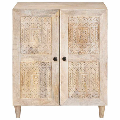Sideboard mit Regal Weiß 60 x 33 x 75 cm massives Mangoholz