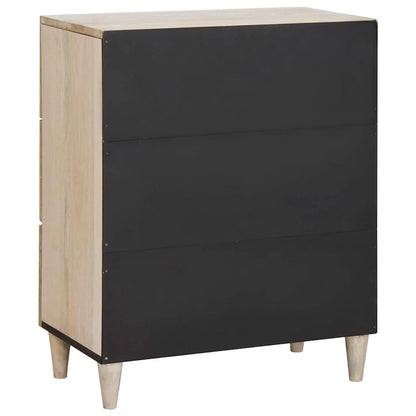 Sideboard mit Speicher Weiß 60 x 33 x 75 cm massives Mangoholz