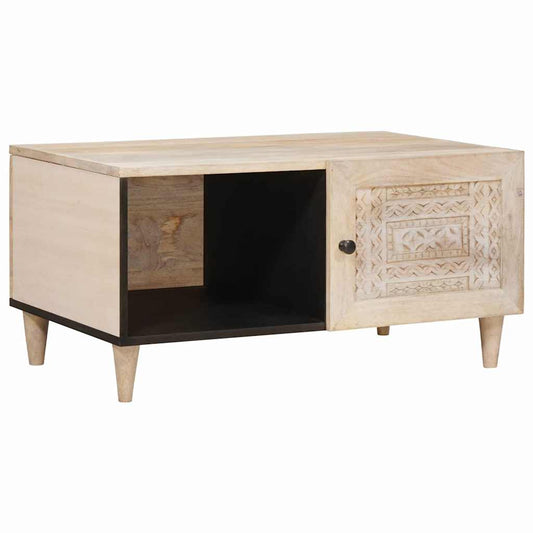 Couchtisch mit Regal Beige 80 x 50 x 40 cm massives Mangoholz