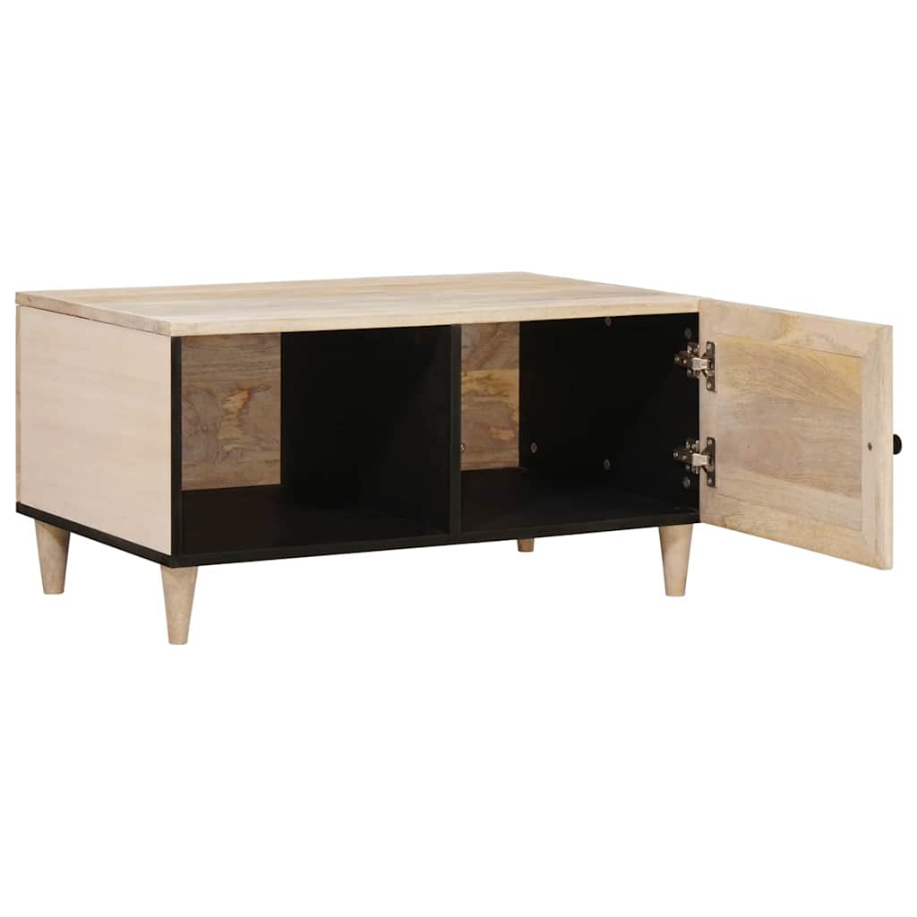 Couchtisch mit Regal Beige 80 x 50 x 40 cm massives Mangoholz