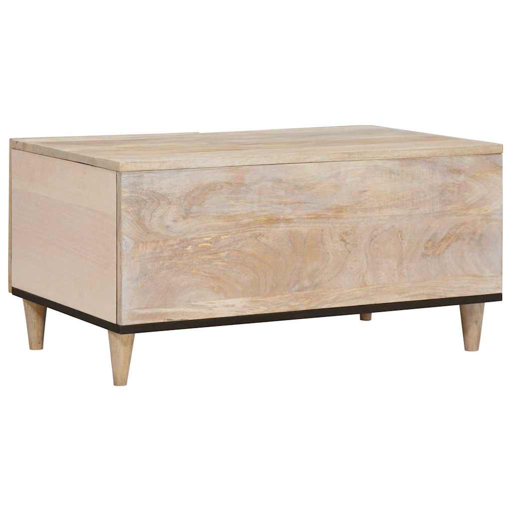 Couchtisch mit Regal Beige 80 x 50 x 40 cm massives Mangoholz
