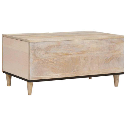 Couchtisch mit Regal Beige 80 x 50 x 40 cm massives Mangoholz