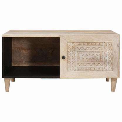 Couchtisch mit Regal Beige 80 x 50 x 40 cm massives Mangoholz