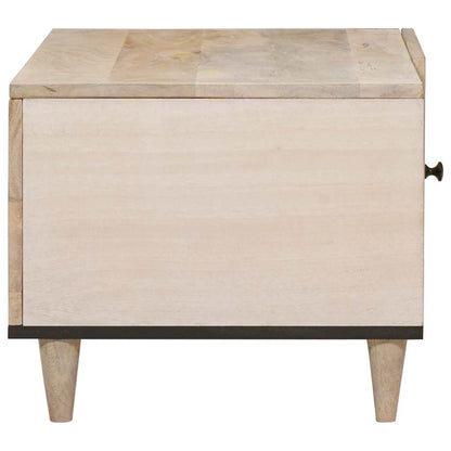 Couchtisch mit Regal Beige 80 x 50 x 40 cm massives Mangoholz