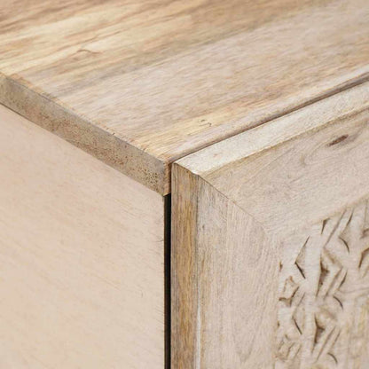 Couchtisch mit Tür Beige 80 x 50 x 40 cm massives Mangoholz