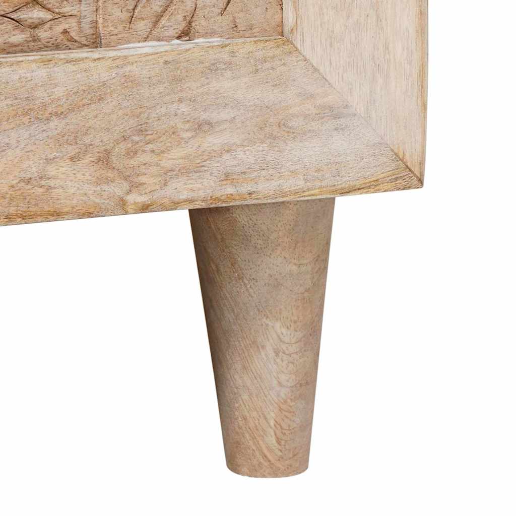 Couchtisch mit Tür Beige 80 x 50 x 40 cm massives Mangoholz