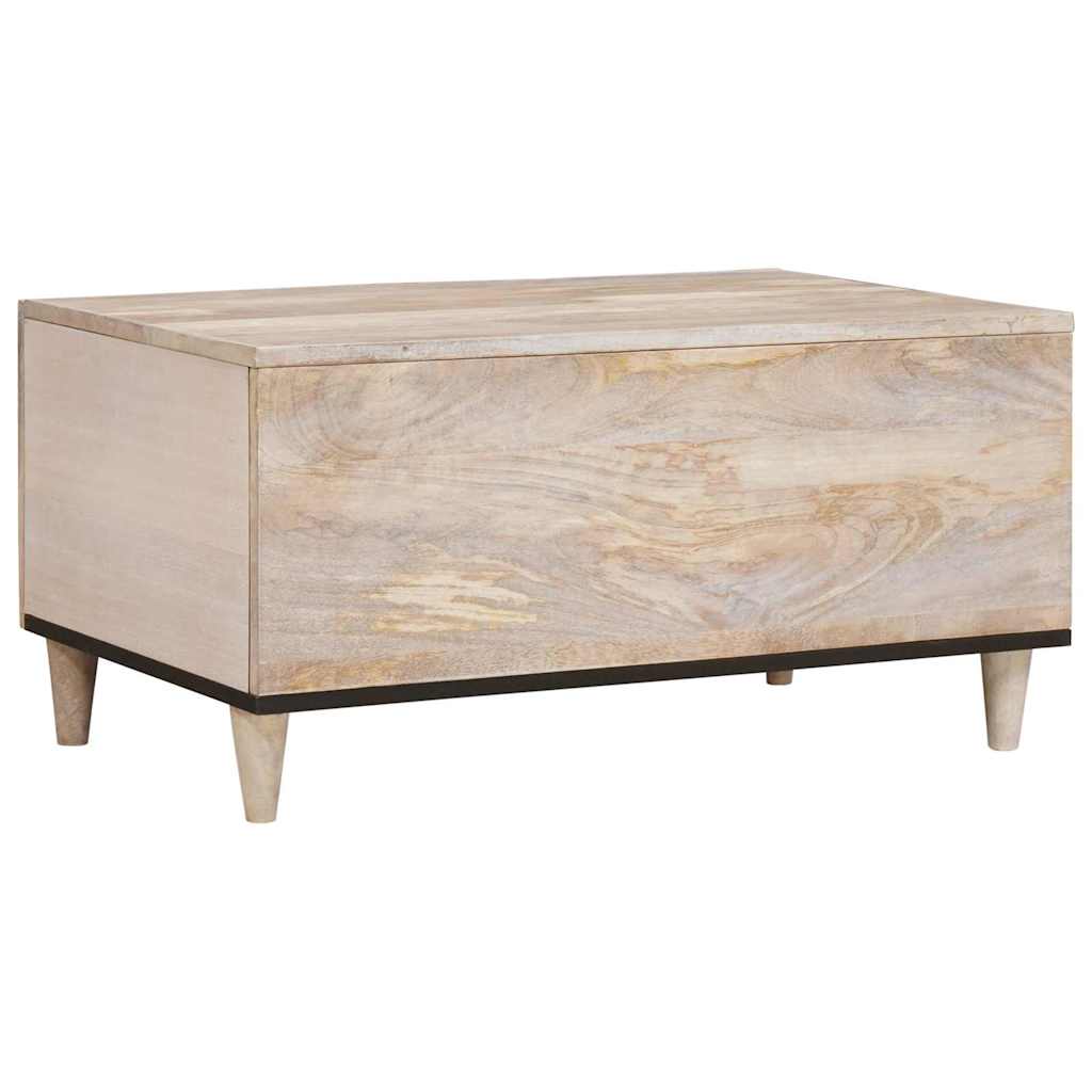 Couchtisch mit Tür Beige 80 x 50 x 40 cm massives Mangoholz